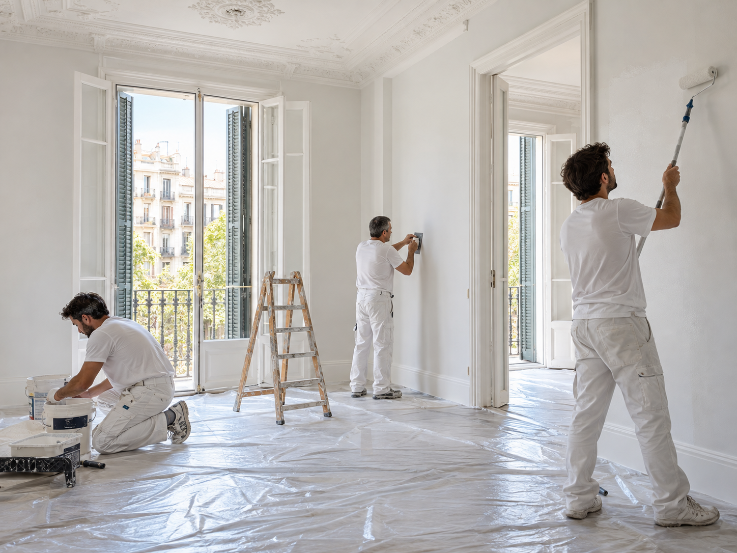 Equipo de profesionales de Servimix trabajando en una vivienda