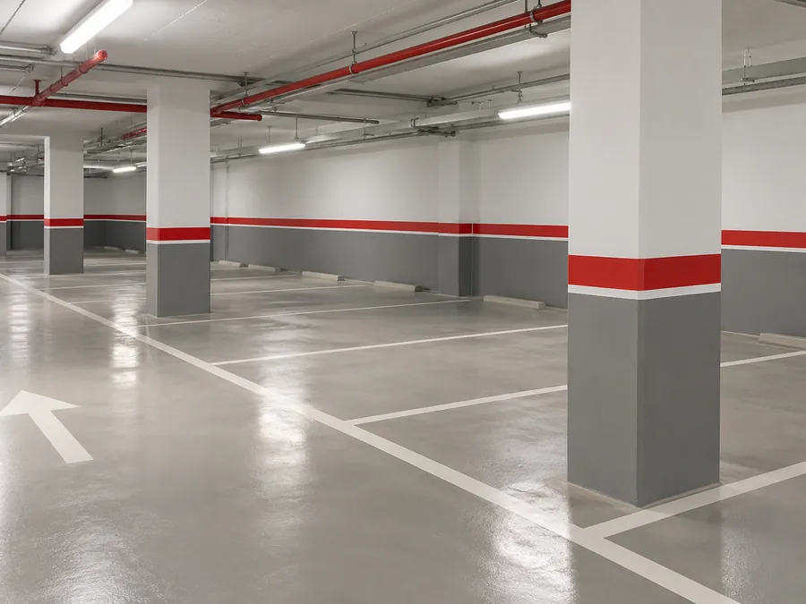 Resultado limpio y ordenado después de pintar un parking